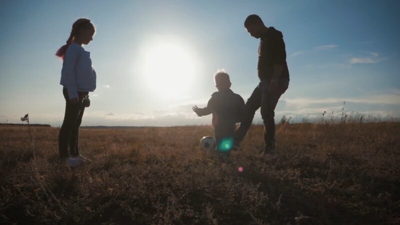 father and two children